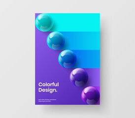 Isolated 3D spheres booklet layout. Vivid front page A4 design vector illustration.