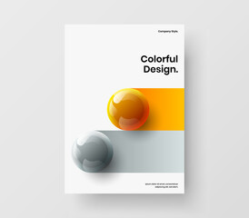 Simple corporate cover A4 design vector layout. Original realistic balls pamphlet template.