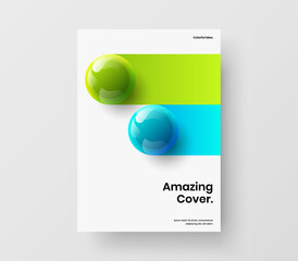 Isolated poster A4 vector design template. Amazing realistic spheres postcard concept.