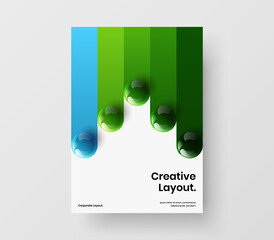 Minimalistic brochure design vector concept. Simple realistic balls annual report template.