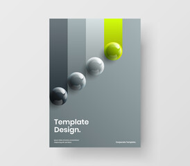 Abstract corporate brochure A4 design vector illustration. Minimalistic 3D balls postcard template.
