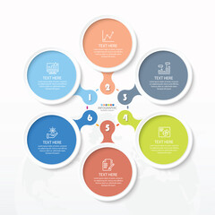 Basic circle infographic with 6 steps, process or options.