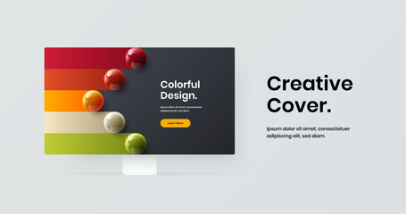 Unique web banner vector design layout. Amazing desktop mockup presentation illustration.