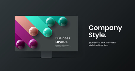 Colorful website vector design concept. Minimalistic computer display mockup banner illustration.