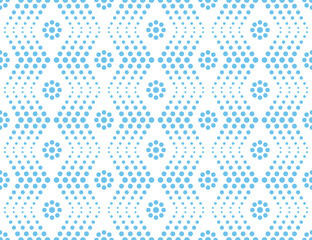 The geometric pattern with wavy lines. Seamless vector background. White and blue texture. Simple lattice graphic design