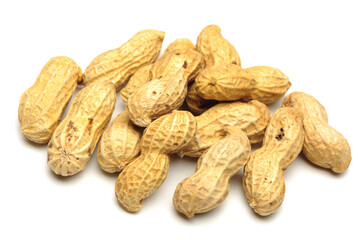 Peanuts on white background