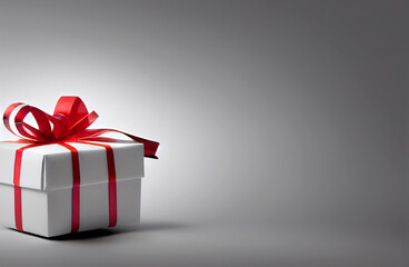 Caja de navidad, regalo de navidad, caja blanca listón rojo, blanco de fondo