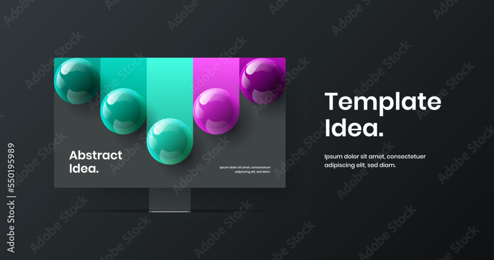 Wall mural abstract computer display mockup site illustration. unique web banner vector design layout.
