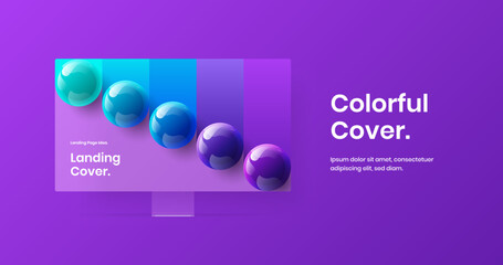 Unique monitor mockup site screen concept. Isolated web banner design vector template.