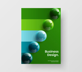 Clean realistic spheres brochure template. Fresh magazine cover design vector concept.