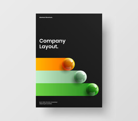 Clean realistic balls postcard template. Amazing corporate identity A4 design vector illustration.