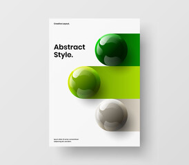 Modern 3D balls corporate identity illustration. Unique leaflet A4 design vector template.