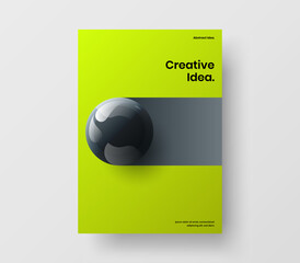 Geometric 3D balls company identity template. Colorful corporate brochure A4 design vector illustration.