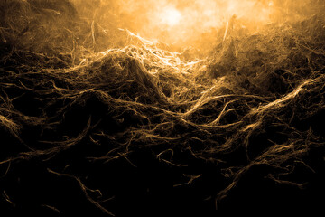 Gold yellow background texture, wavy silky black, golden and brownish shades of colors beautiful, hot and flowing design
