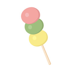 Asian Food Colorful Dango on a Wooden Stick