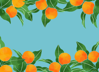 柑橘の水彩風背景イラスト