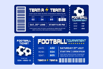 Football tournament, sport event ticket design template easy to customize simple and elegant design