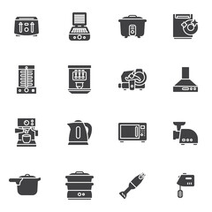 Kitchen appliances vector icons set