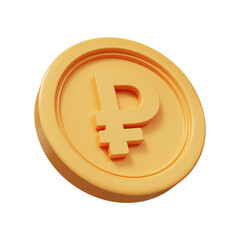 Ruble gold coin 3d render.