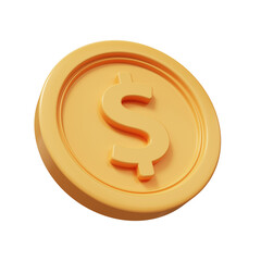 Obraz premium Golden dollar coin 3d render.