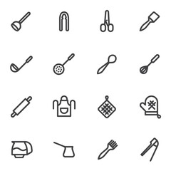 Kitchen utensils icons set