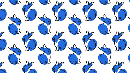 the symbol of the new year 2023. a cheerful blue bunny. background for packaging and banner design.