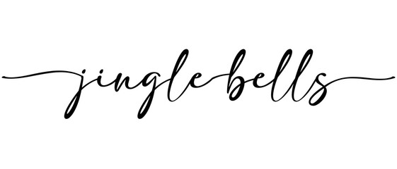 Jingle Bells - Christmas word Continuous one line calligraphy Minimalistic handwriting with white background