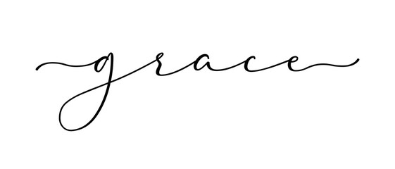 Grace Christmas word Continuous one line calligraphy Minimalistic handwriting with white background