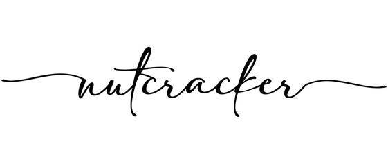 Nutcracker word Continuous one line calligraphy Minimalistic handwriting with white background