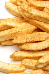 french fries on white background 