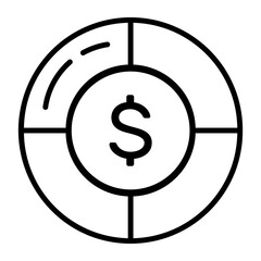 Pie chart vector icon isolated on white background