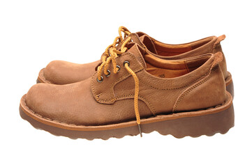 A picture of a pair of male shoes over white background