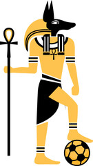 Egyptian God playing ball vector - obrazy, fototapety, plakaty