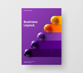 Multicolored cover vector design illustration. Isolated 3D spheres annual report concept.