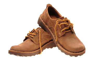 A picture of a pair of male shoes over white background