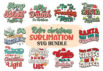 Retro Christmas Sublimation SVG Bundle
