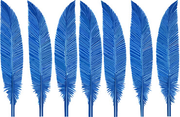Palm blue leaves. Tropical palm tree feather leaf of winter plant foliage