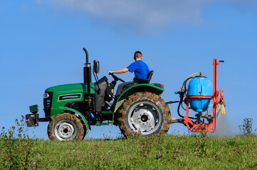 Treatment of the field with herbicides against pests and weeds.