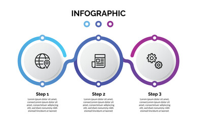Circle 3 steps process infographic design template