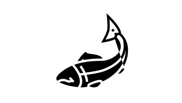 fish seafood line icon animation