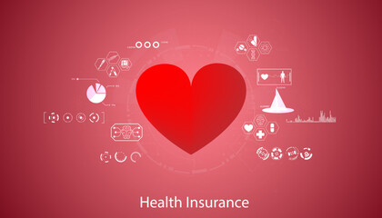 Abstract health healthcare icons interface and symbols health care treatment and heart concept treatment or health insurance