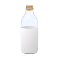 Milk in container vector illustration. Fresh cow milk in carton, bottle, glass, cup isolated on white background. Food, dairy