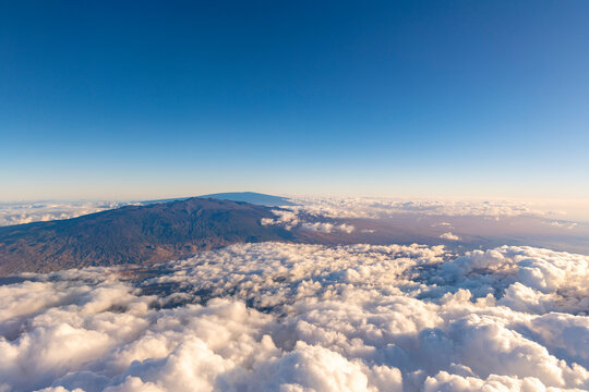 Mauna Kea and Mauna Loa volcanoes on Hawaii Island