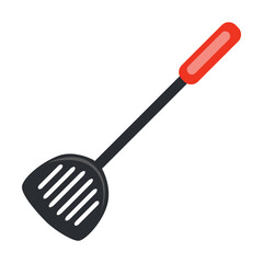 Plastic slotted spoon, kitchenware and dishes vector illustration. Cookware, different tools and instruments isolated on white background. Kitchen utensil
