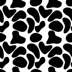 Abstract seamless pattern with black on white background for texture and fabric print. The cow pattern concept.