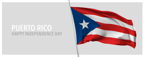 Puerto Rico happy independence day greeting card, banner with template text vector illustration