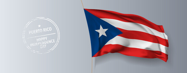 Puerto Rico happy independence day greeting card, banner with template text vector illustration