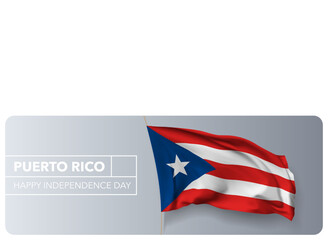 Puerto Rico happy independence day greeting card, banner vector illustration