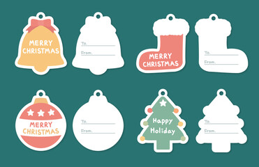 크리스마스 선물택 라벨 일러스트 벡터 세트