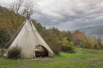 A tipi or lodge the conical tent used by some Indigenous peoples in the Great Plains and Prairies...